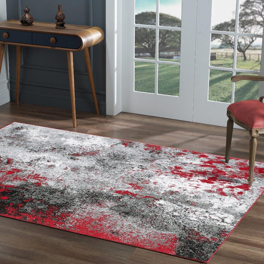 Luxe weavers red modern rug design