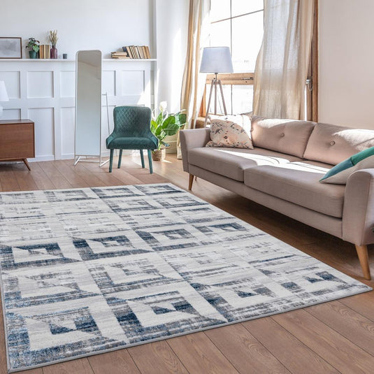 Geometric Squares Pattern 6200 Area Rug
