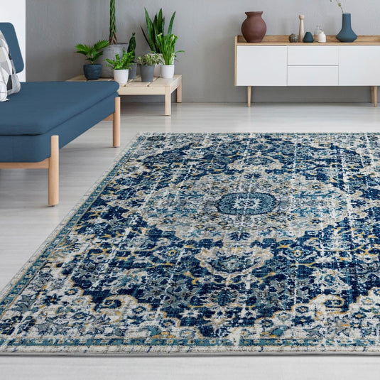 Bohemian 7643 Vintage Floral Medallion Area Rug