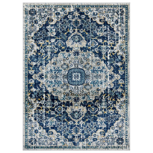 Bohemian 7643 Vintage Floral Medallion Area Rug