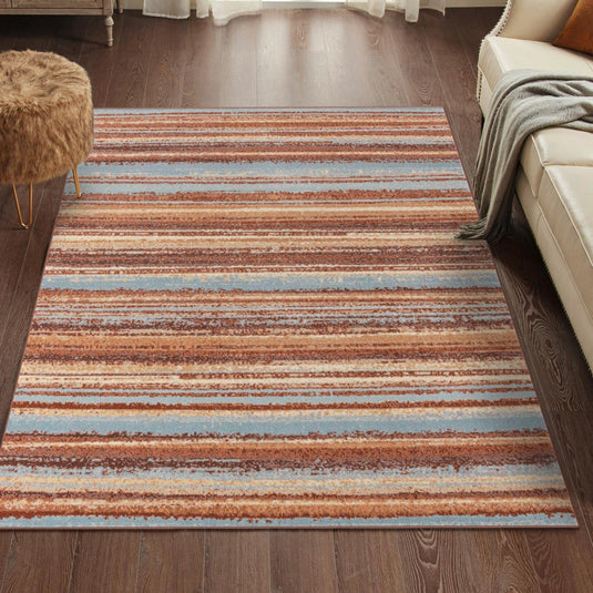 Modern Colored 7488 Striped Brick Area Rug
