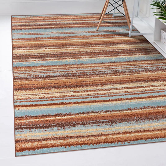 Modern Colored 7488 Striped Brick Area Rug
