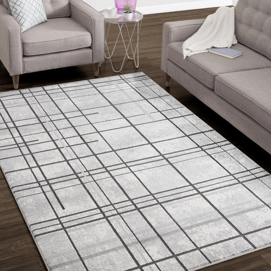 Modern Grid Geometric 7878 Area Rug