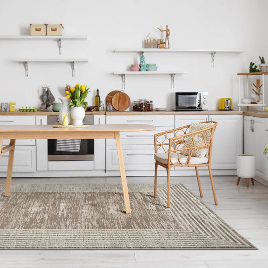 Geometric Border 9580 Textured Area Rug