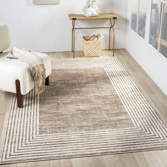 Geometric Border 9580 Textured Area Rug