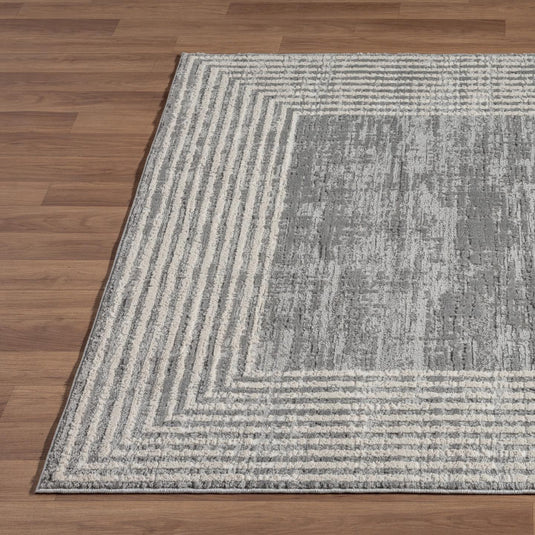 Geometric Border 9580 Textured Area Rug