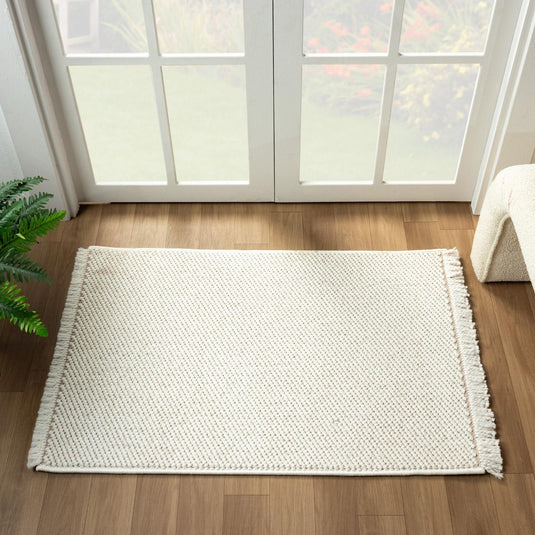 Solid Color Textured 246 Fringed Area Rug
