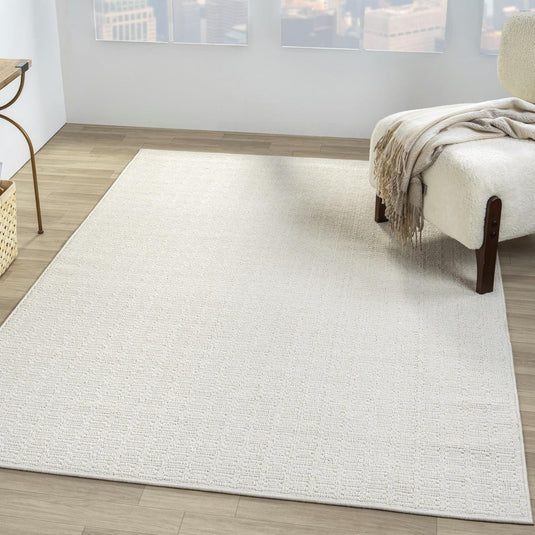 Solid 1267 Textured Cream Area Rug