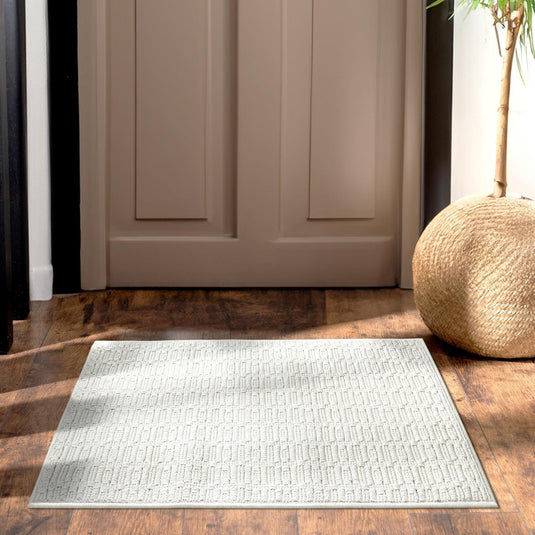 Solid 1267 Textured Cream Area Rug