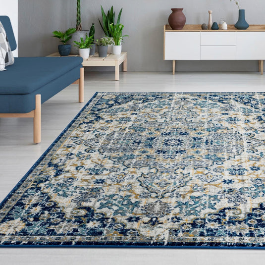 Bohemian 7643 Vintage Floral Medallion Area Rug