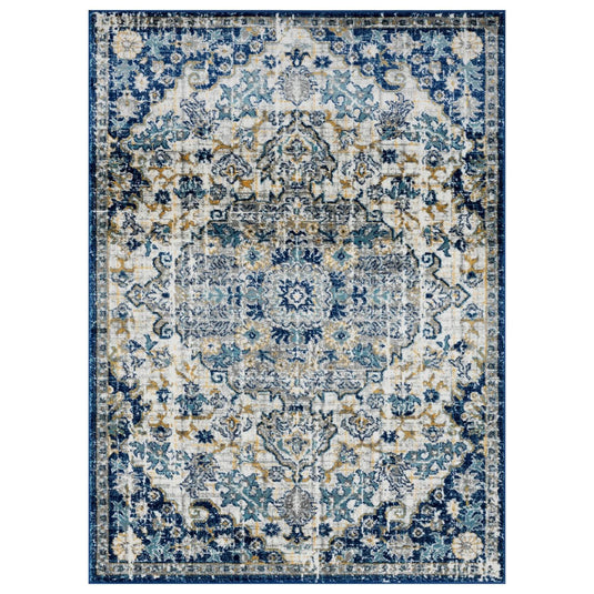 Bohemian 7643 Vintage Floral Medallion Area Rug