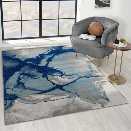 Modern Abstract Blue 9163 Area Rug