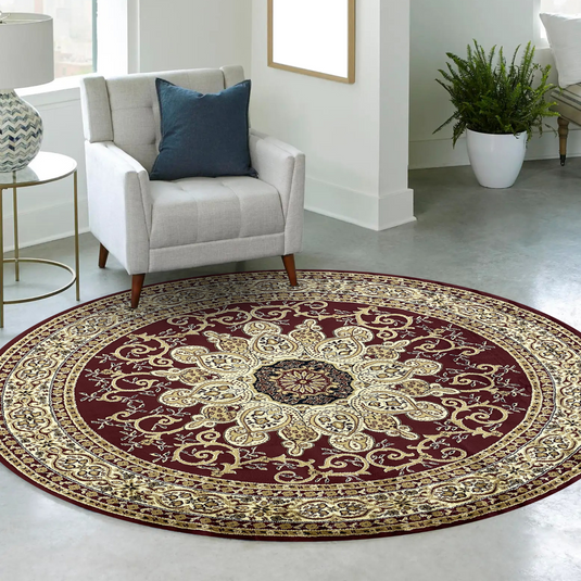 floral-oriental-round-area-rug-burgundy