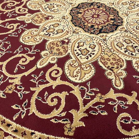 floral-oriental-round-area-rug-burgundy
