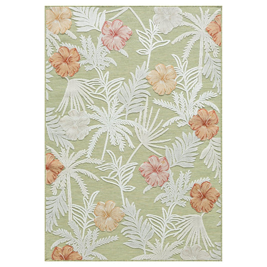 Tropical Palm Leaf 9435 Floral Area Rug