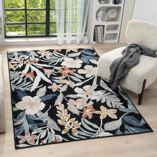 Tropical Leaf 9424 Floral Area Rug