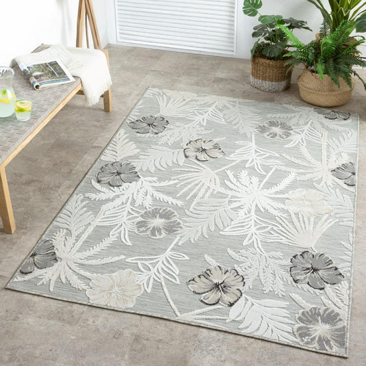 Tropical Palm Leaf 9435 Floral Area Rug
