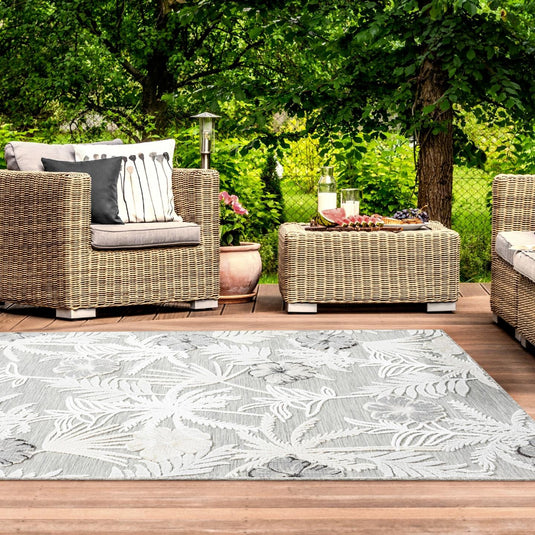 Tropical Palm Leaf 9435 Floral Area Rug