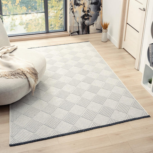 Modern Checkered 1956 Non-Slip Washable Area Rug