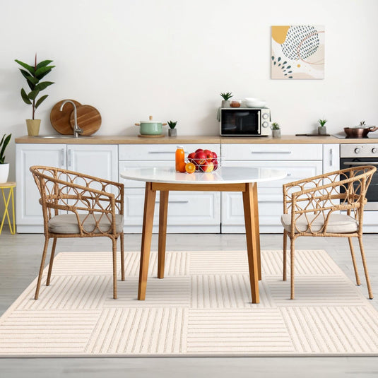 Geometric 1688 Checkered High Low Area Rug
