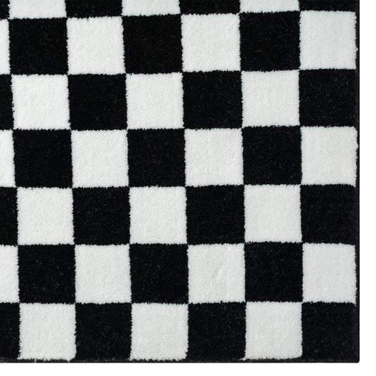 black-checkered-area-rug