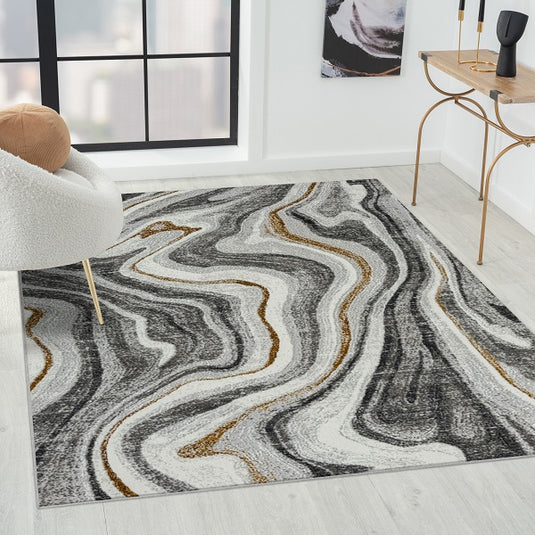 Marble Abstract Wavy 3230 Area Rug