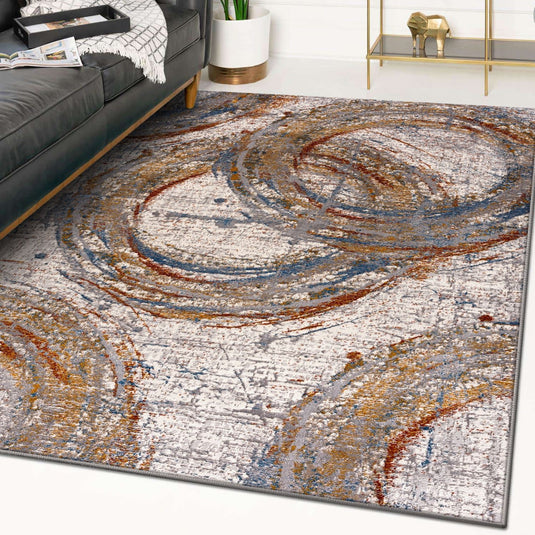 Abstract Circle Multicolor Area Rug