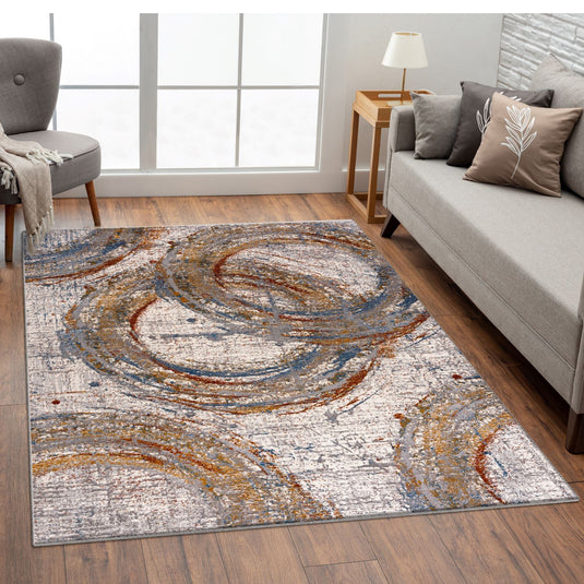 Abstract Circle Multicolor Area Rug