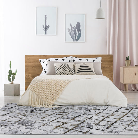 Geometric-Gray-Bedroom-Rug