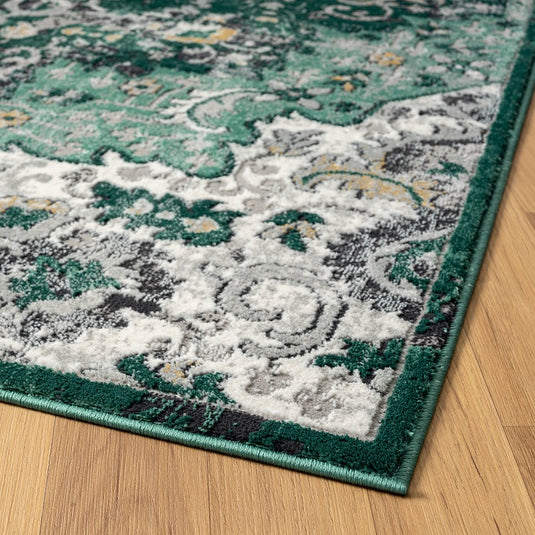 Moroccan-medallion-green-area-rug