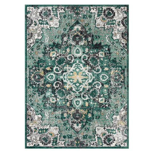 Moroccan-medallion-green-area-rug