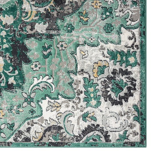 Moroccan-medallion-green-area-rug