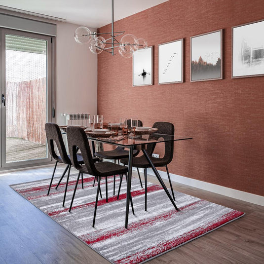 Modern-abstract-area-rug-red