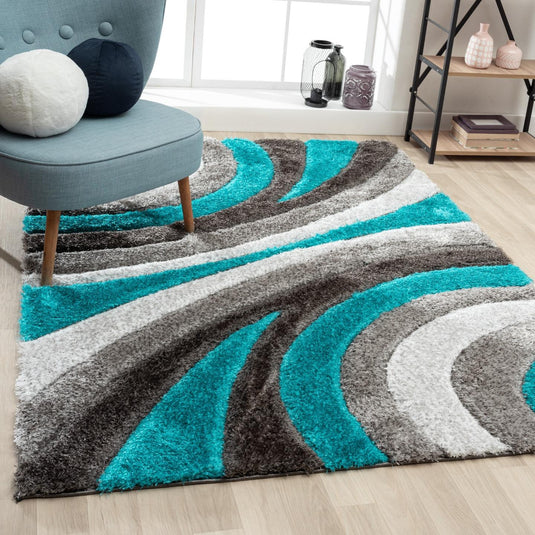 turquoise-geometric-shag-rug