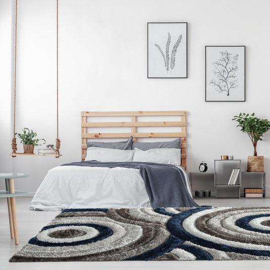 Navy-geometric-shag-rug