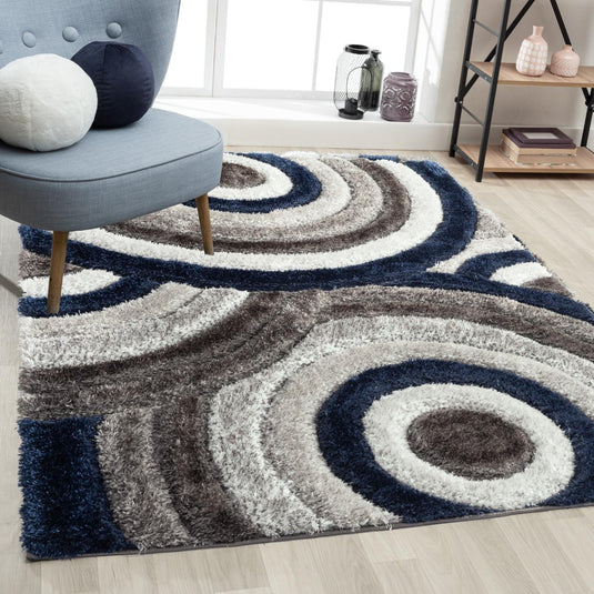 Navy-geometric-shag-rug
