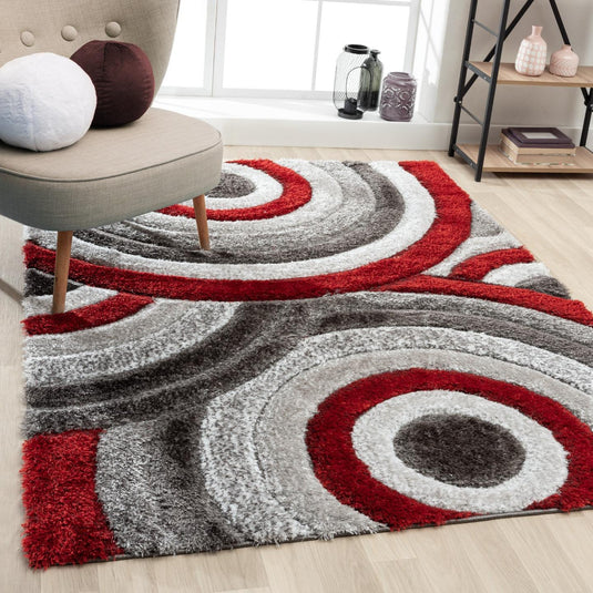 Red-geometric-shag-rug