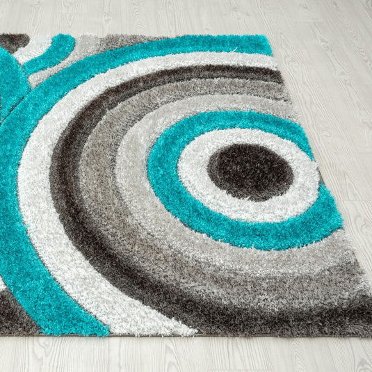 Turquoise-geometric-shag-rug