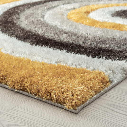 Yellow-geometric-shag-rug