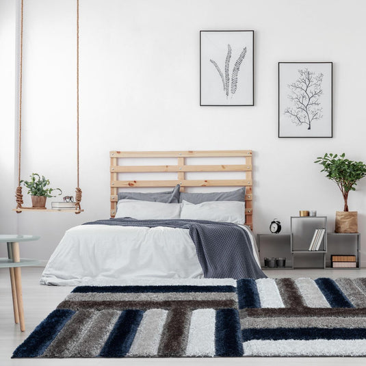 Navy-geometric-shag-rug