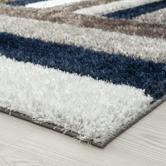 Navy-geometric-shag-rug