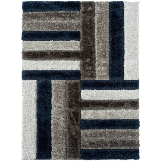 Navy-geometric-shag-rug