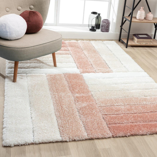 pink-geometric-shag-rug
