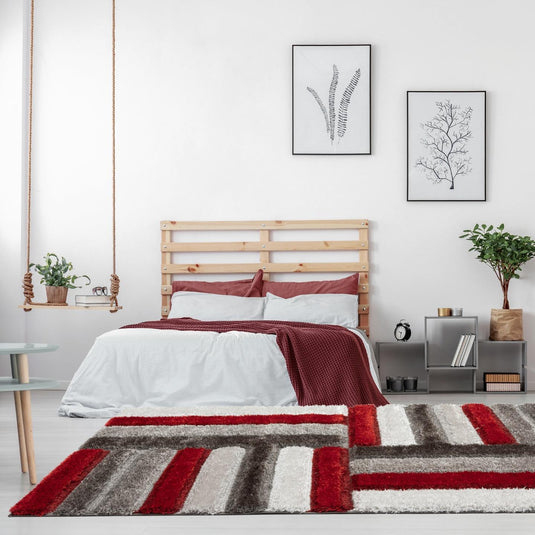 red-geometric-shag-rug