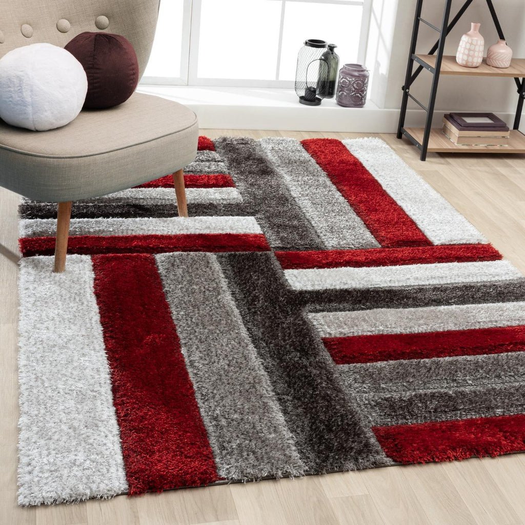 red-geometric-shag-rug