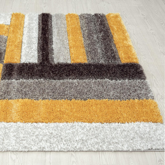 Yellow-geometric-shag-rug