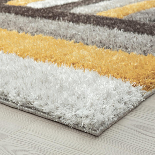 Yellow-geometric-shag-rug