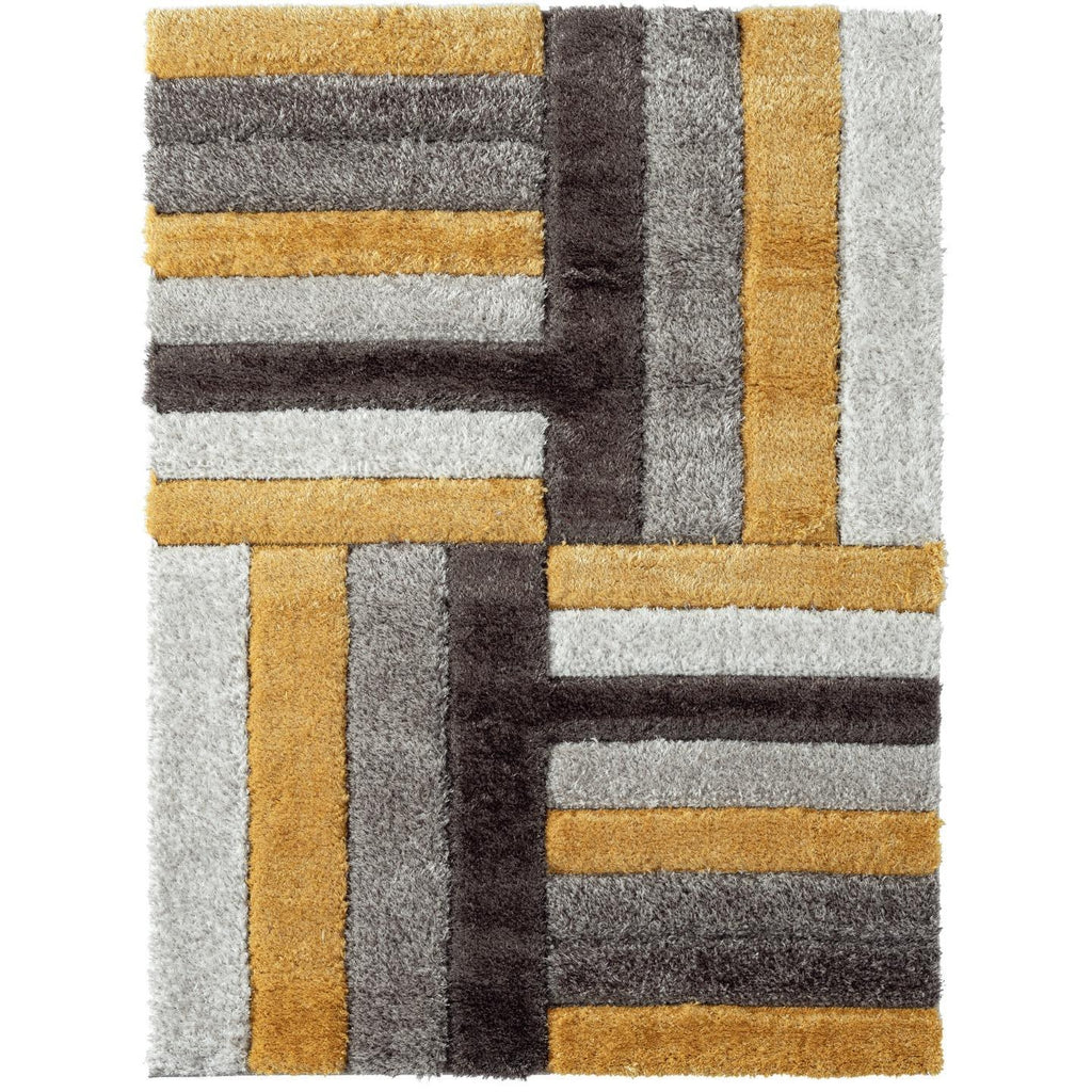 Yellow-geometric-shag-rug