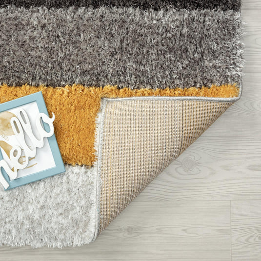 Yellow-geometric-shag-rug