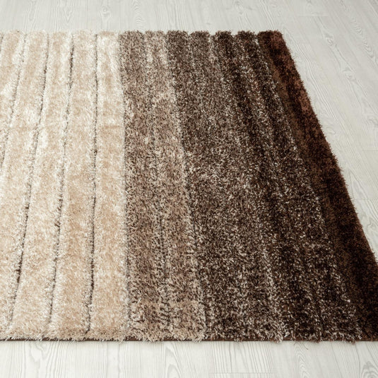 Brown-geometric-shag-rug
